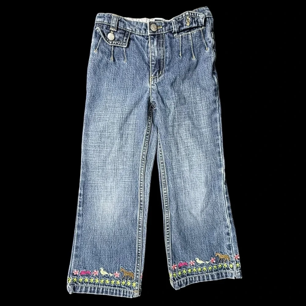 Vintage Y2K 2005 Baby Gap‎ Animal Embroidered Denim Pants Size Toddler 4 Years